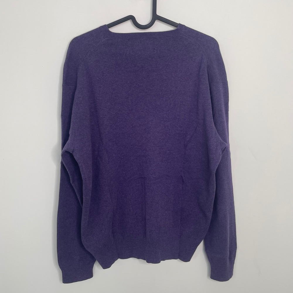 Polo Ralph Lauren Vintage V-Neck Pima Cotton Sweater Purple Medium - Picture 6 of 6